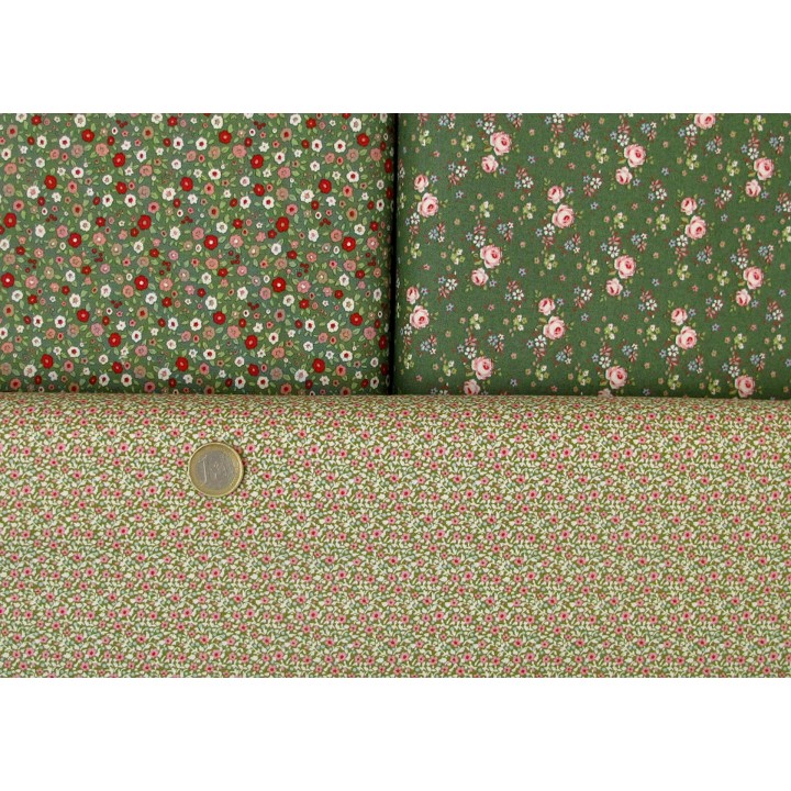 Tilda Stoffpaket Blumen Rosen Baumwolle Stoffe Creating Memories grün rost 75009