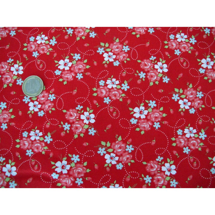 Rosenstoff Blumen Baumwolle Röschen Stoff One Fine Day Patchworkstoff