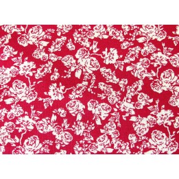 Baumwollstoff Rosen rot weiß Blumen Baumwolle