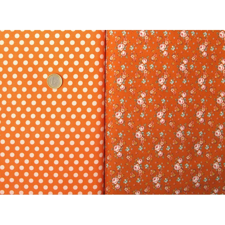 Tilda Stoffpaket orange Herbst Stoffe Blumen Rosen Punkte 75049