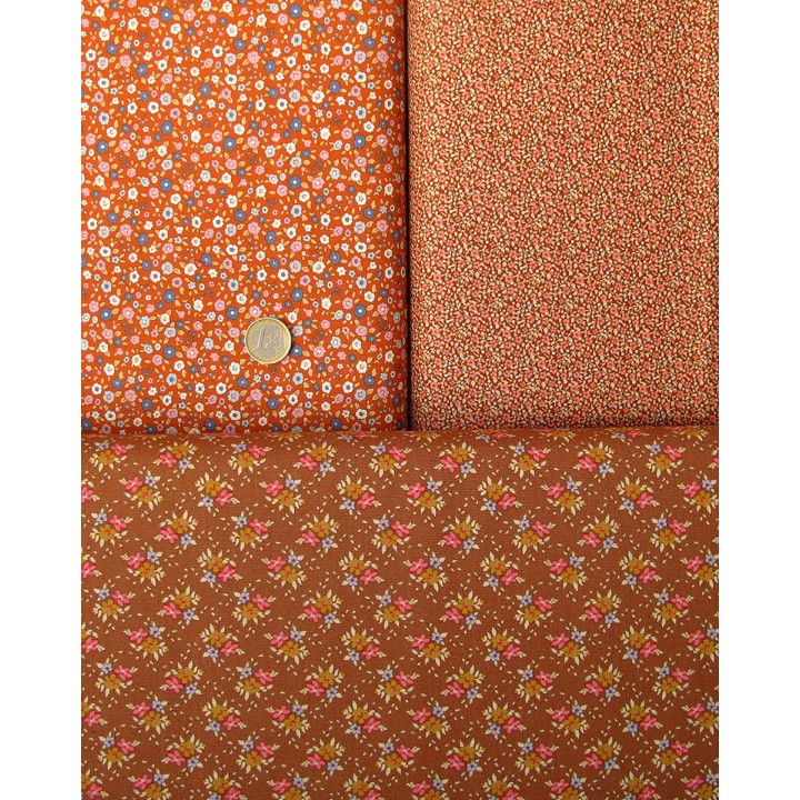 Tilda Stoffpaket orange Herbst Stoffe Blumen Rosen Punkte 75049