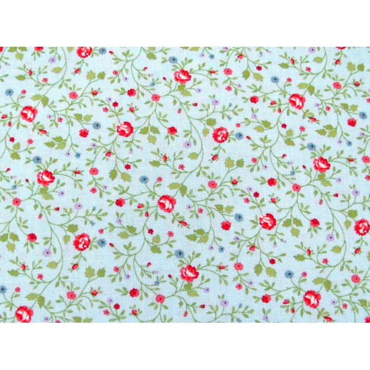 Patchworkstoff Rosen Blumen Baumwolle Stoff Röschen blau Ellie