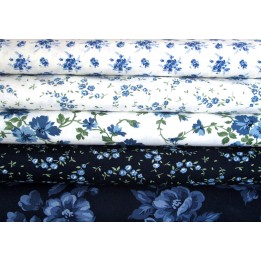 Patchwork Stoffpaket Blumen Rosen Stoff Baumwolle blau 75029