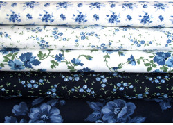 Patchwork Stoffpaket Blumen Rosen Stoff Baumwolle blau 75029