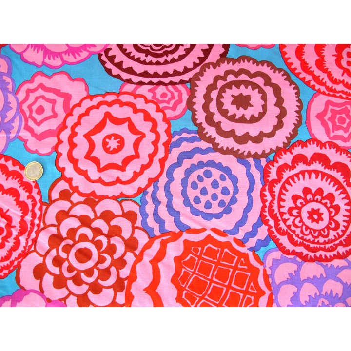 Patchworkstoff Deco Baumwolle Stoff große Blumen Kaffe Fassett