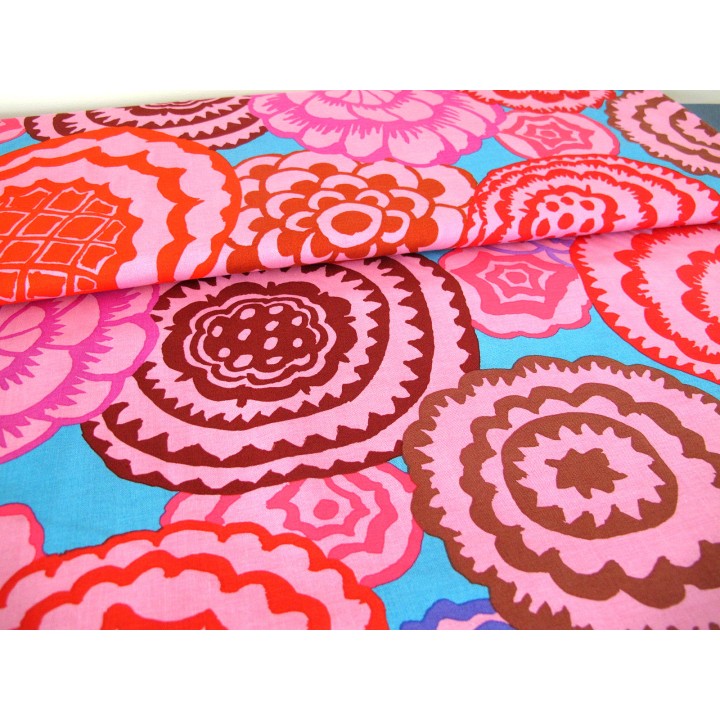 Patchworkstoff Deco Baumwolle Stoff große Blumen Kaffe Fassett