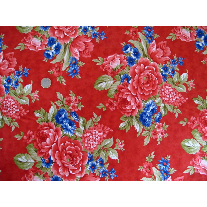 Fat Quarter Bauamwolle Stoff Rosen Belle Isle  Blumenstoff Minick Simpson Moda