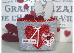 Stoffkorb rot weiß Geschenk Valentinstag Herzchen Utensilo Etui 