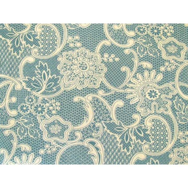 Patchworkstoff Baumwolle Blumen Spitze Stoff Lydia´s Lace blau 