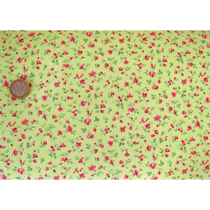 Stoff Blümchen Blumen Streublumen Westfalenstoff Baumwolle grün pink