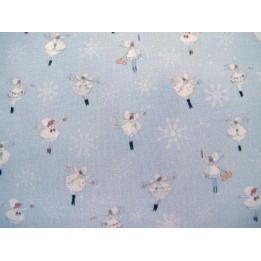 Weihnachtsstoff Winterstoff Baumwolle Stoff Eiskristalle Mädchen Silke Leffler Schneeflocken acufactum