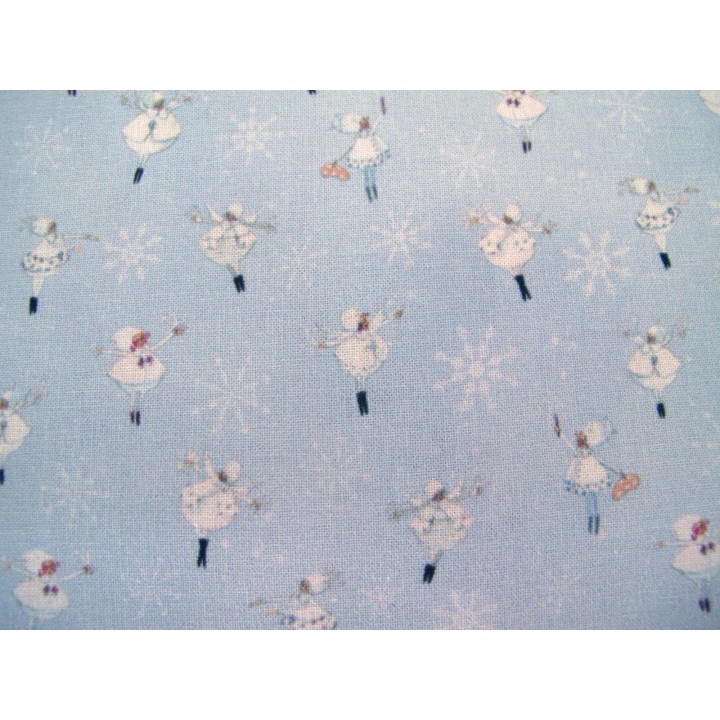 Weihnachtsstoff Winterstoff Baumwolle Stoff Eiskristalle Mädchen Silke Leffler Schneeflocken acufactum
