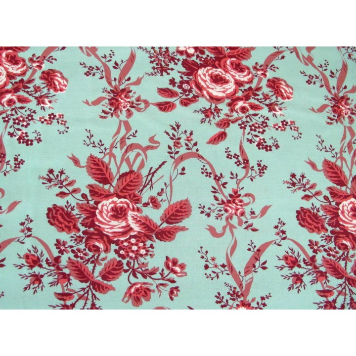 Rosenstoff Baumwolle Blumen Stoff Rue Floriane Patchworkstoff