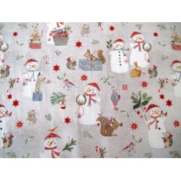 Stoff Weihnachten Baumwolle Eichhörnchen Hase Vogel Schneeflocken Schneemann acufactum Kerstin Heß