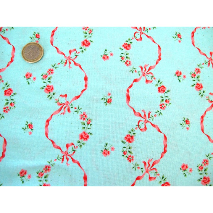 Stoff Rosenranken Baumwolle Blumen Röschen FreeSpirit Patchworkstoff