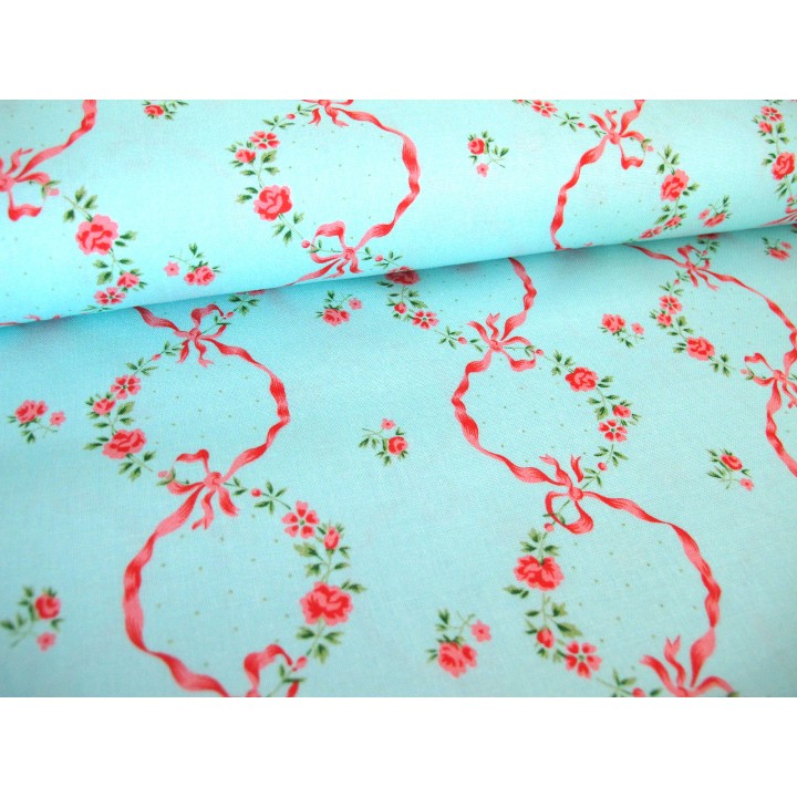 Stoff Rosenranken Baumwolle Blumen Röschen FreeSpirit Patchworkstoff