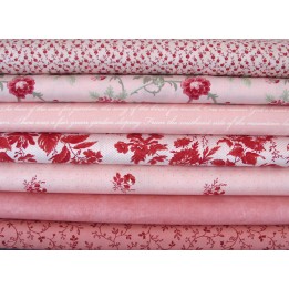 Patchwork Stoffpaket Rosenstoffe rosa Baumwollstoffe Blumenstoffe 77017