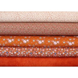 Patchwork Stoffpaket Baumwolle Blumen Rosen Blätter Tilda orange Herbst rost 75006
