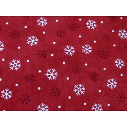 Weihnachtsstoff Patchwork Baumwolle Eiskristalle Schneeflocken Moda rot Stoff Woodland Winter