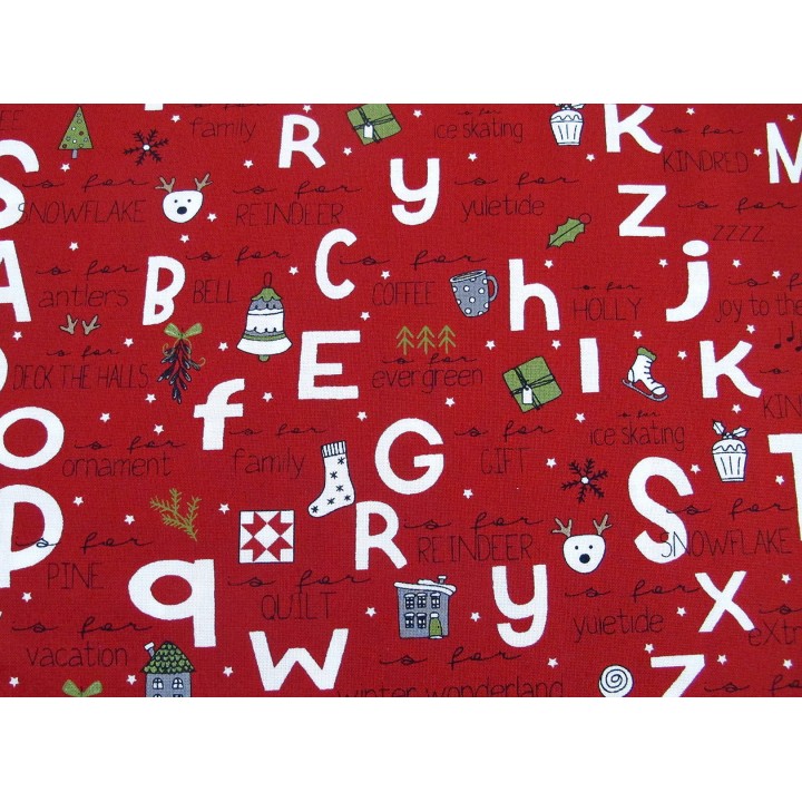 Weihnachtsstoff Patchwork Baumwolle Buchstaben Wörter Stoff On Dasher