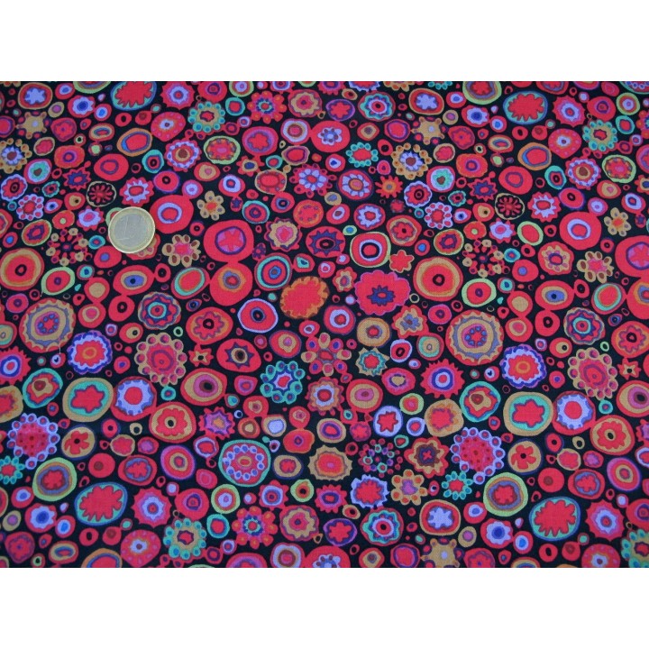 Patchworkstoff Baumwolle Dots Punkte Blumen Stoff Kaffe Fassett bunte Kreise