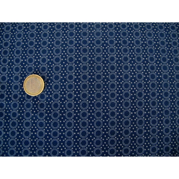 Baumwollstoff dunkelblau Kreise Punkte Sternchen Stoff Baumwolle