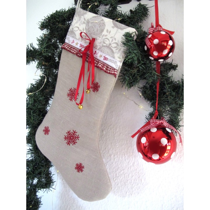 Nikolausstiefel groß Weihnachtsstiefel Socke Strumpf Leinen Baumwolle