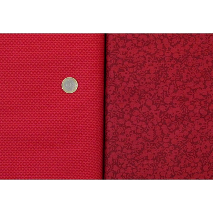 Stoffpaket Baumwolle Blumen Rosen Schmetterlinge rot creme 75062