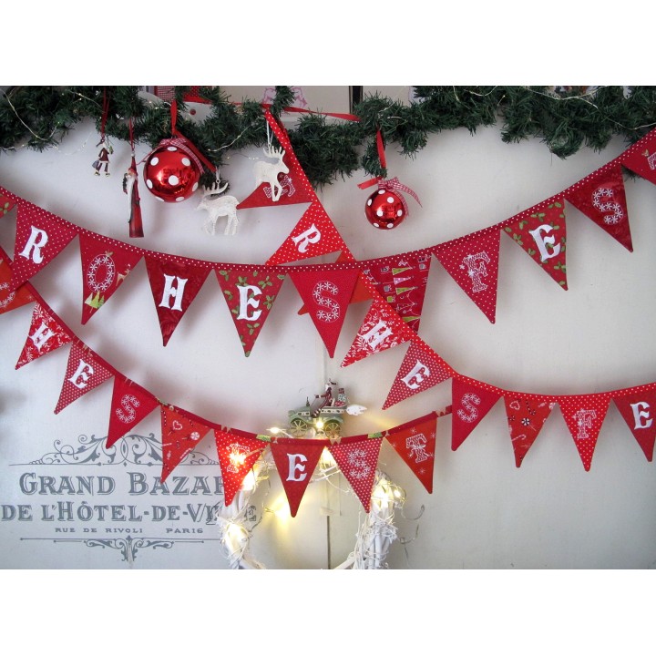 Girlande Wimpelkette Deko Weihnachten rot