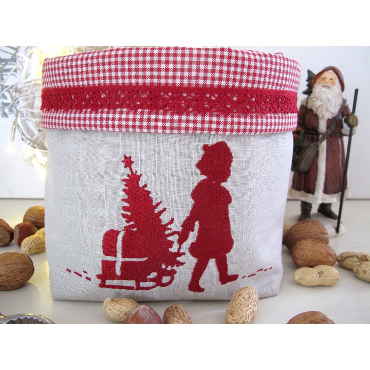 Stoffkorb Weihnachten Utensilo Weihnachtskorb  Leinen