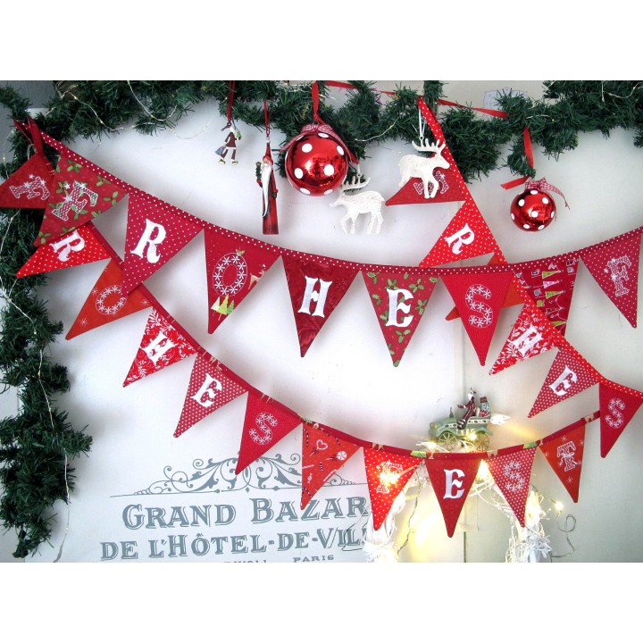 Weihnachtsgirlande Wimpelkette rot