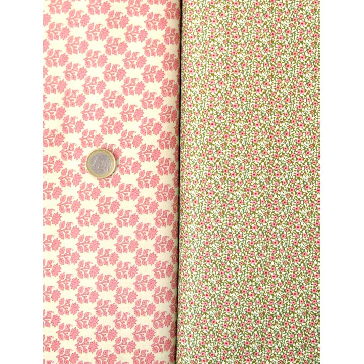 Tilda Stoffpaket grün rosa Baumwolle Blumen Punkte 75071