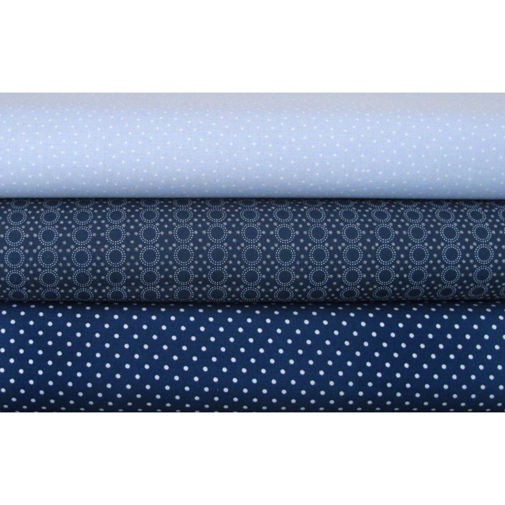 Stoffpaket Pünktchenstoffe Sternchen Baumwolle Stoffe blau