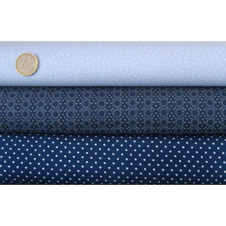 Stoffpaket Pünktchenstoffe Sternchen Baumwolle Stoffe blau