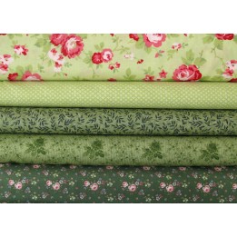 Patchwork Stoffpaket Blumen Rosen Baumwolle grün 75041