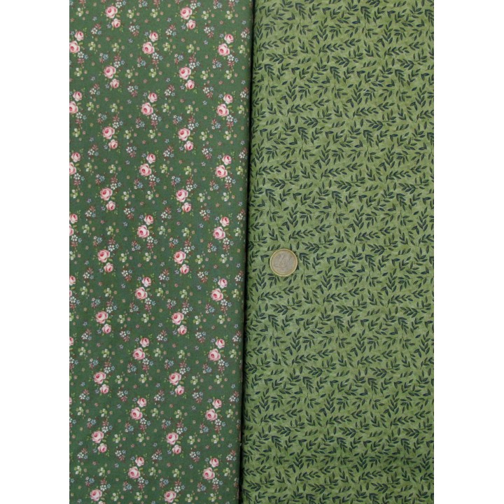 Patchwork Stoffpaket Blumen Rosen Baumwolle grün 75041