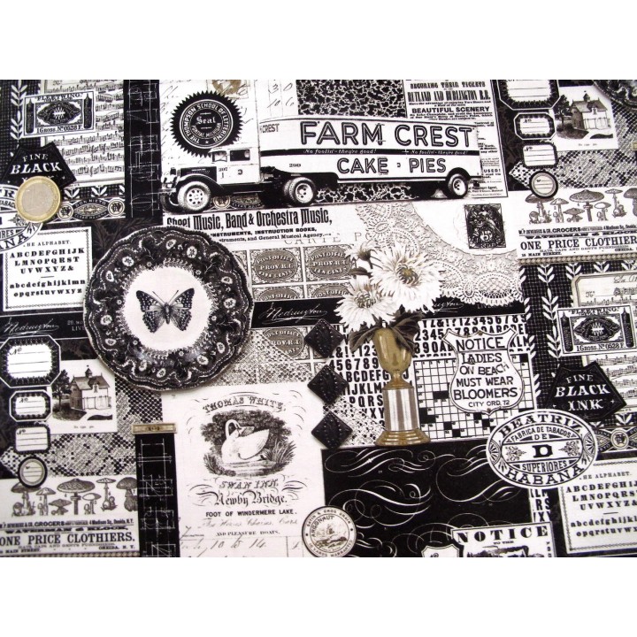 Patchworkstoff Baumwolle Stoff Sable Swan Junk Journal