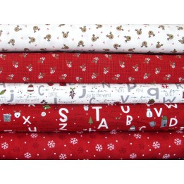 Stoffpaket Weihnachtsstoffe Rentier Baumwolle Stoff Sterne 75079
