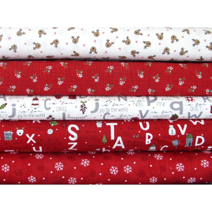 Stoffpaket Weihnachtsstoffe Rentier Baumwolle Stoff Sterne 75079