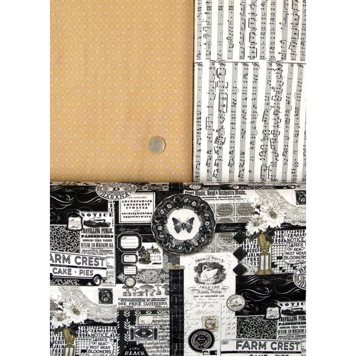 Stoffpaket Baumwolle Junk Journal Label Blumen Schmetterlinge 75016