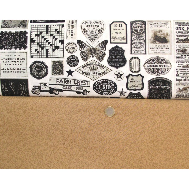 Stoffpaket Baumwolle Junk Journal Label Blumen Schmetterlinge 75016