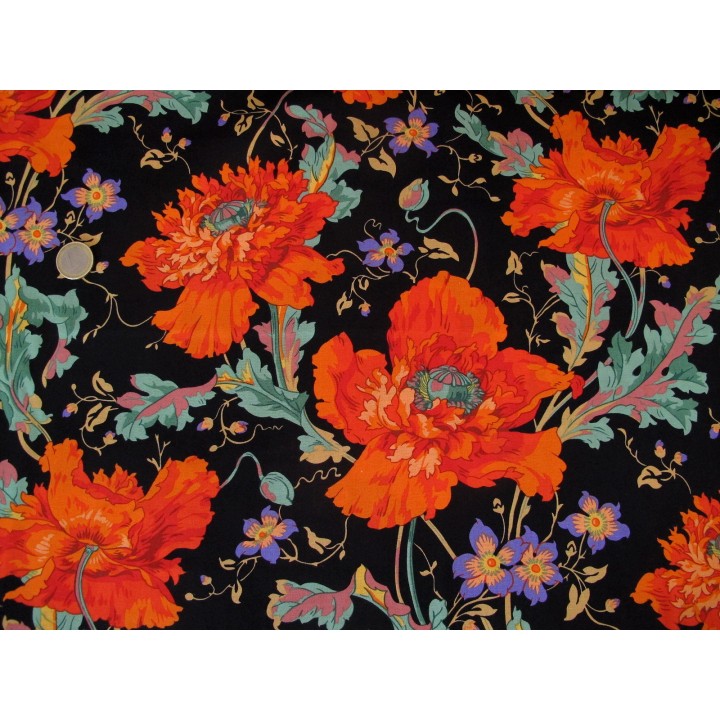 Kaffe Fassett Baumwolle Stoff Blumen Patchworkstoff Mohn