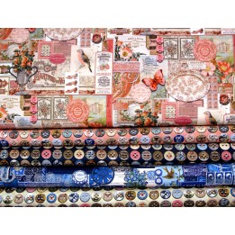 Patchwork Stoffpaket Baumwolle Stoffe Junk Journal Knöpfe Label 75058