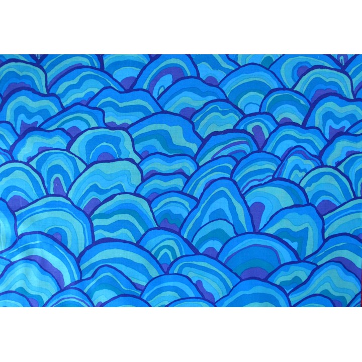 Patchworkstoff blau Kaffe Fassett Baumwolle Muscheln Wellen Stoff