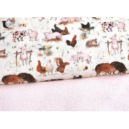 Stoffpaket Sophia Drescher Tierstoff Bauernhof Hühner Schweinchen acufactum  72055