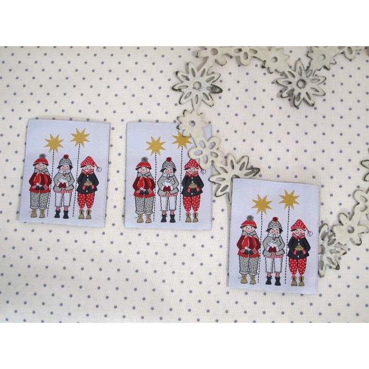 Label acufactum Winterkinder Webetikett Aufnäher Patches 