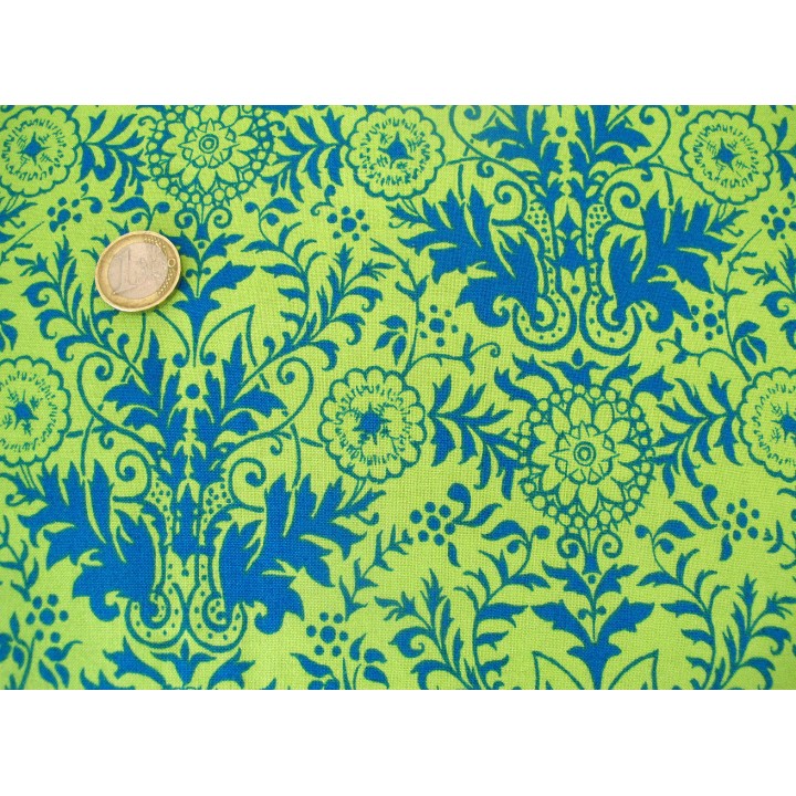 FAt Quarter Baumwolle Ornamente grün blau Stoff