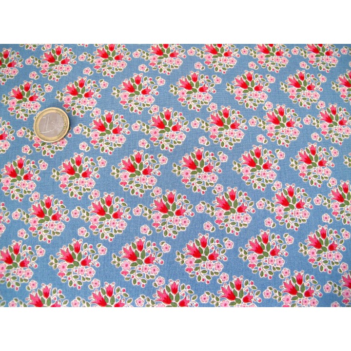 Fat Quarter Tilda Stoff Baumwolle Blumen blau rot