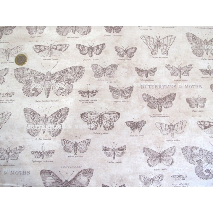 Patchworkstoff Tim Holtz Schmetterlinge Baumwolle Junk Journal