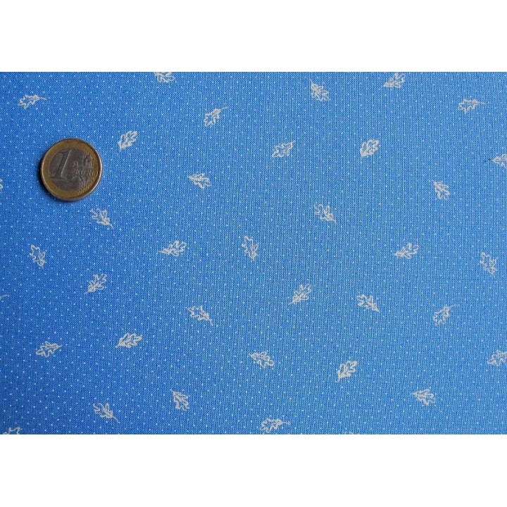 Fat Quarter blau Eichenblatt Baumwolle Stoff Blumen Punkte Pünktchen